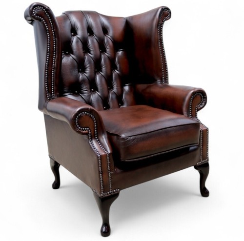 Real leather wing - chair, high