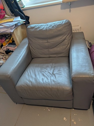 Ikea grey leather - ikea, armchair