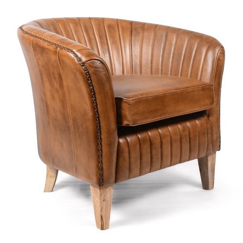 Genuine brown tan leather - brown,