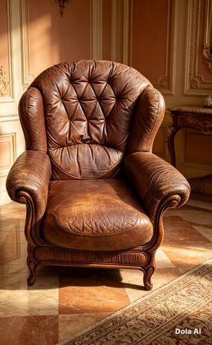 Leather wingback armchair - leather,