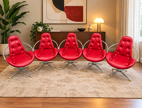 Set red faux leather - set,