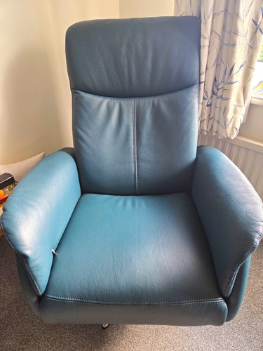 Blue leather upholstered - leather,