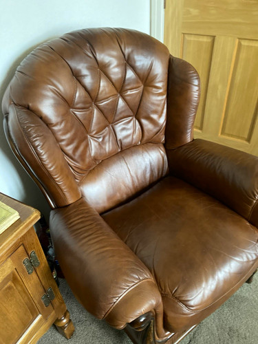 Brown leather upholstered - leather,