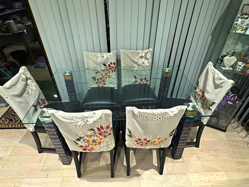 Rectangular glass dining table - rectangular,