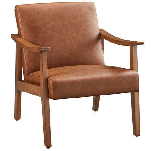 Faux leather armchair with - armchair,