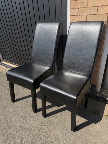 Black leather dining chairs - leather,