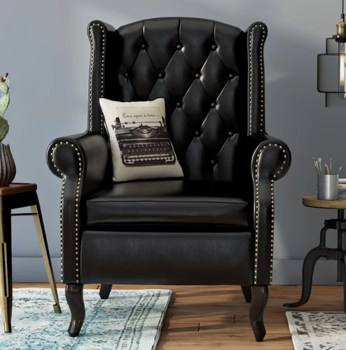 Leather wing chair high - chair,