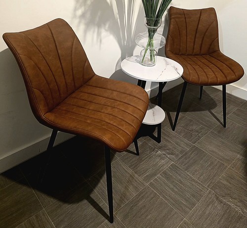 Faux leather pair dining - of,