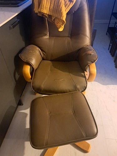 Brown leather recliner - brown,