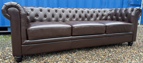 Brown leather chesterfield - leather,