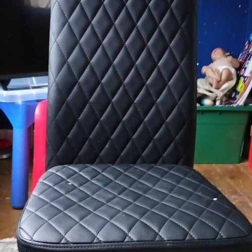 Black faux leather quilted - black,