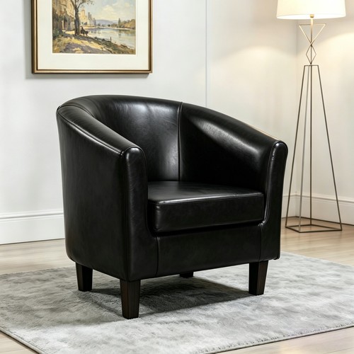 Faux leather tub chair - leather,